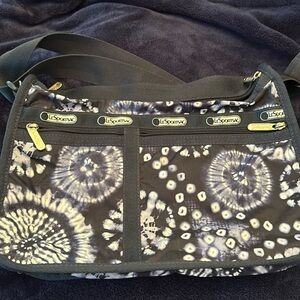 Lesportsac Navy and White Tie-Dye Crossbody Bag
